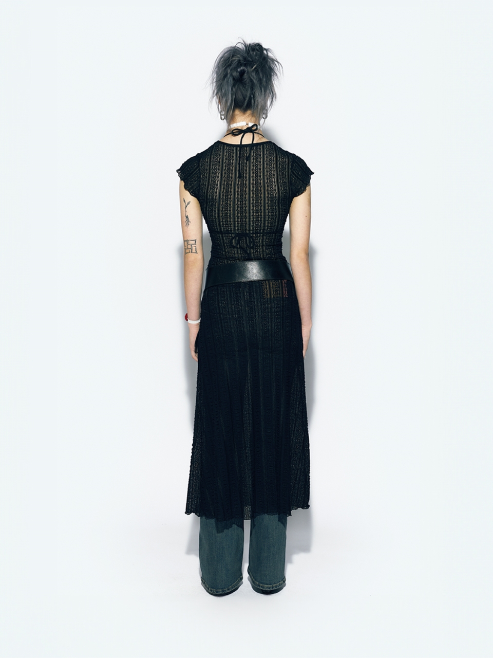 RIBBON SLIT MAXI DRESS BLACK - 에즈이프캘리(asifCALIE)