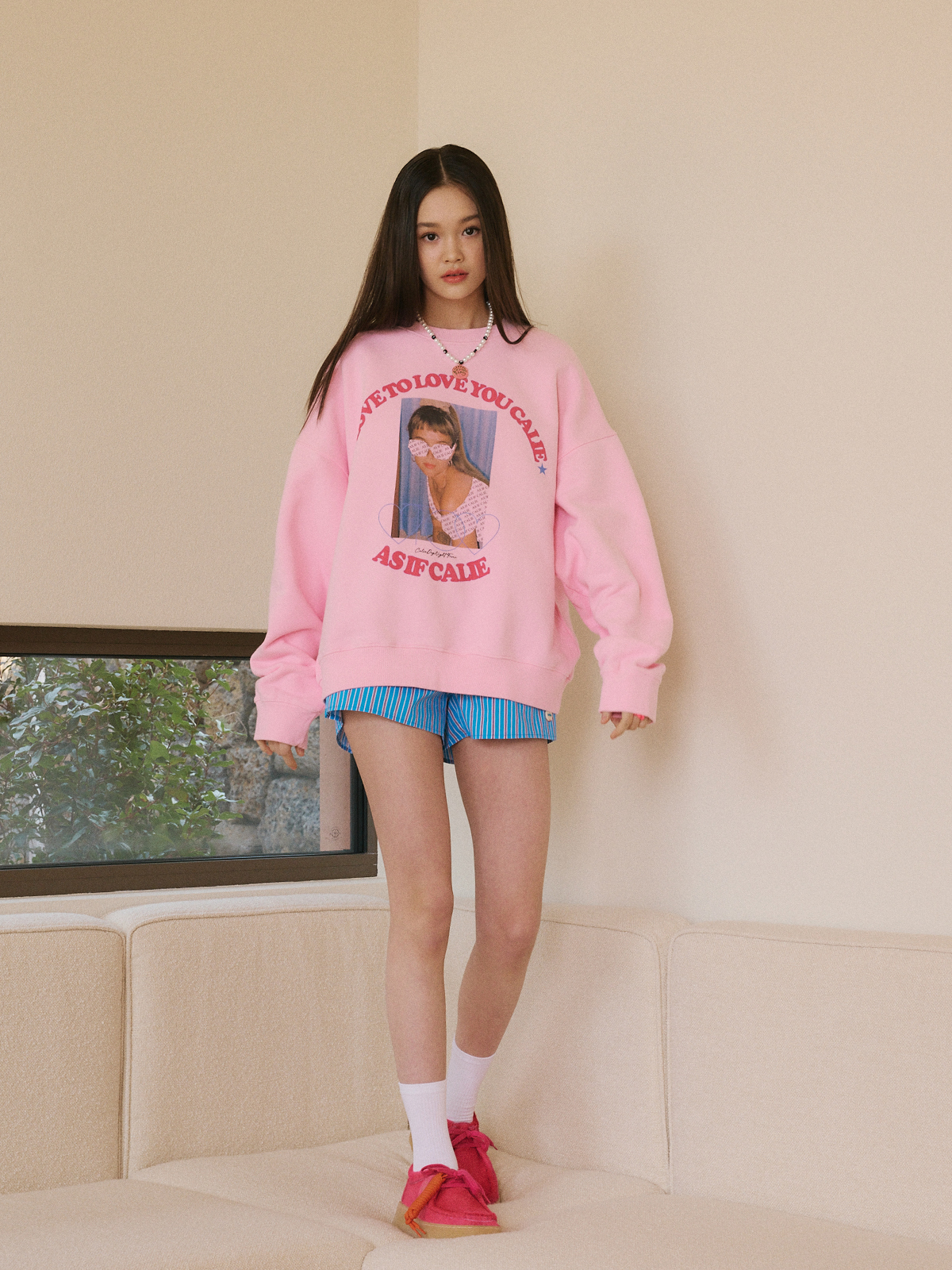 COVER GIRL SWEAT SHIRT PINK -asifCALIE-