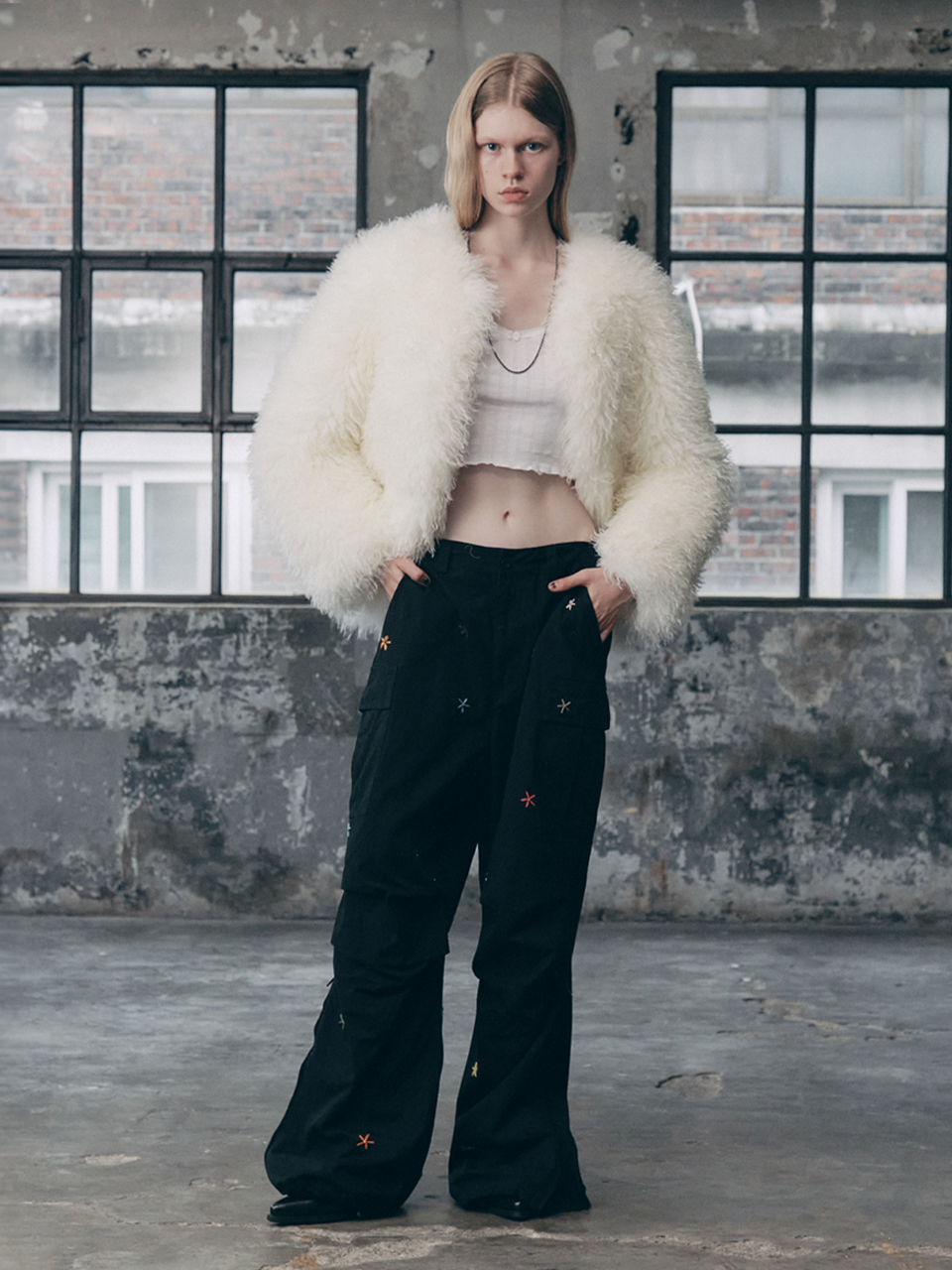 TAIL POINT FUR JACKET IVORY  -as if CALIE-