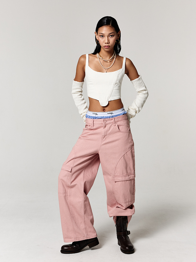 WIDE SECTION PANTS PINK -asif_CALIE-