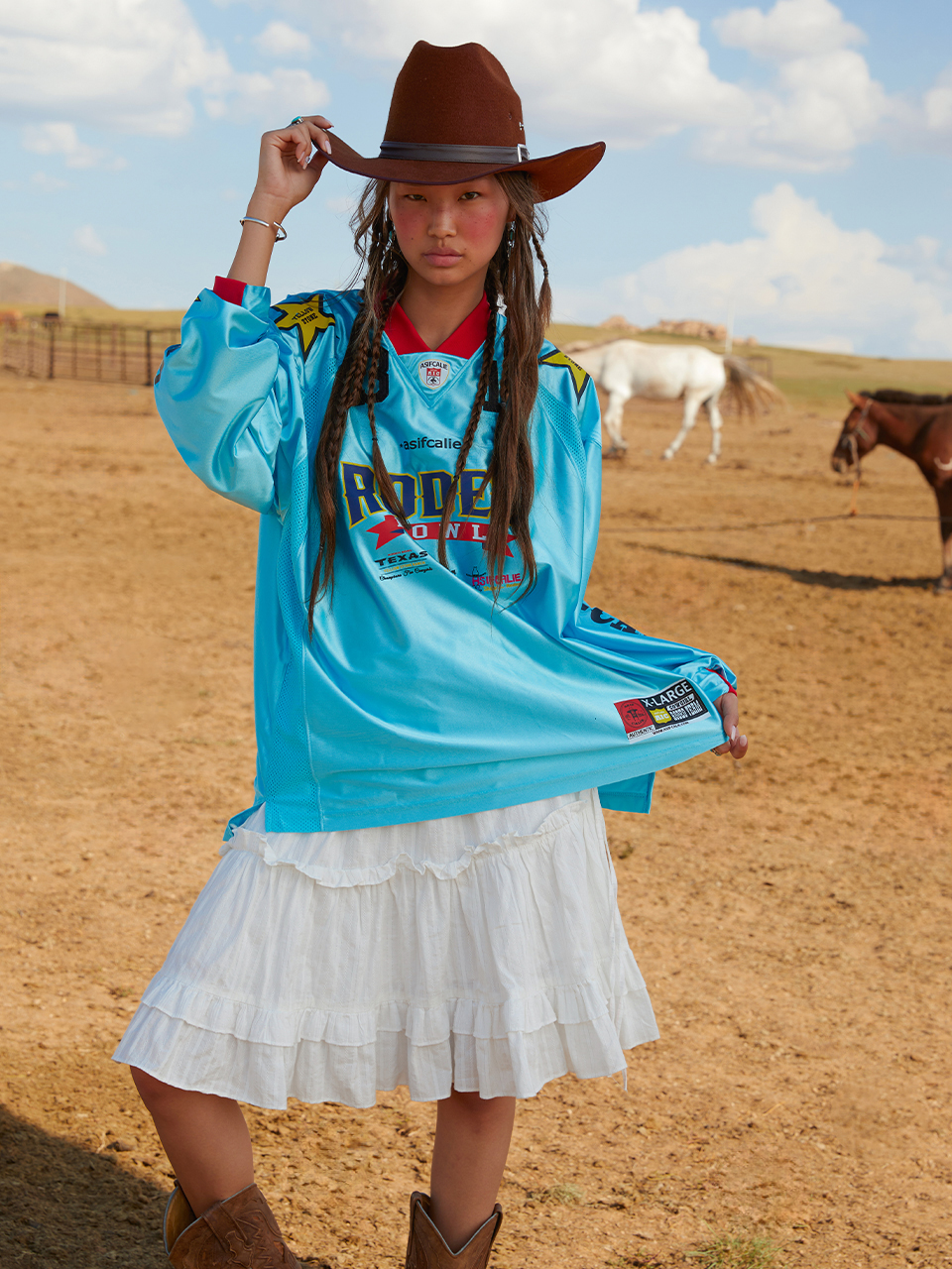 RODEO FOOTBALL JERSEY SKYBLUE  -as if CALIE-