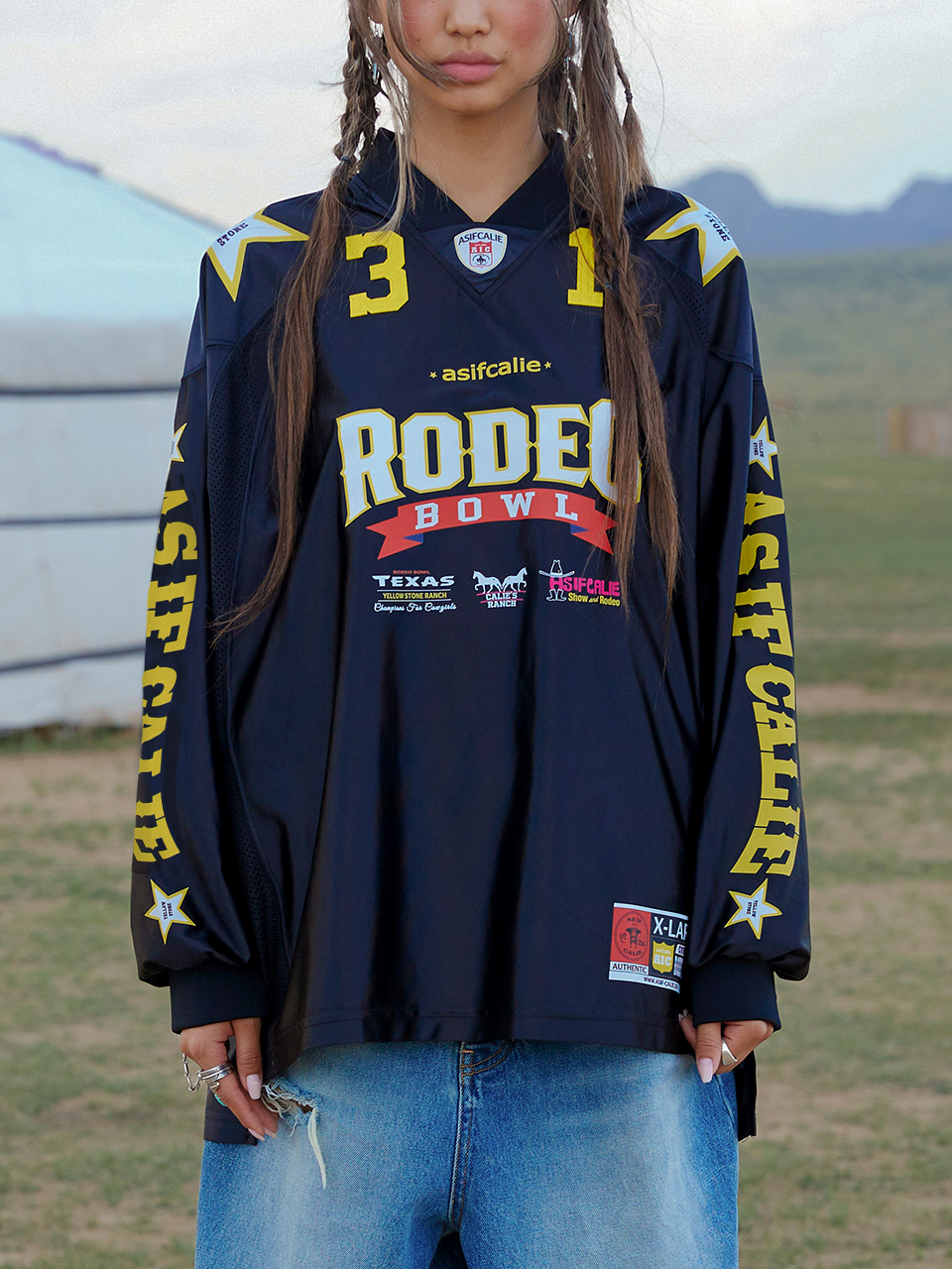 RODEO FOOTBALL JERSEY BLACK  -as if CALIE-
