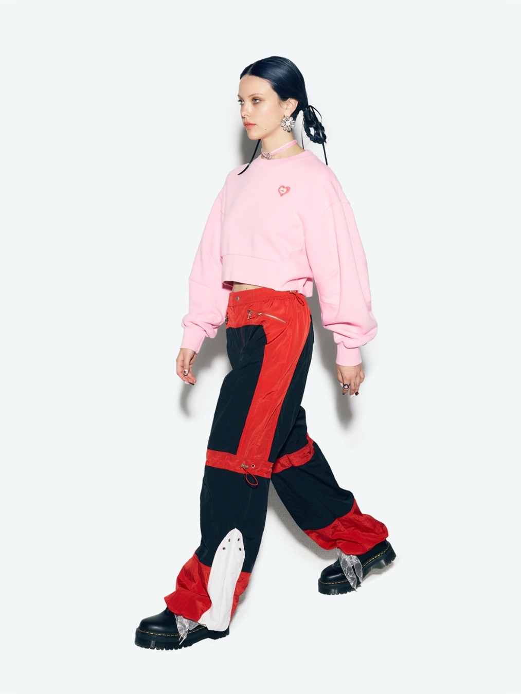 COLOR BLOCK NYLON TRACK PANTS RED - 에즈이프캘리(asifCALIE)